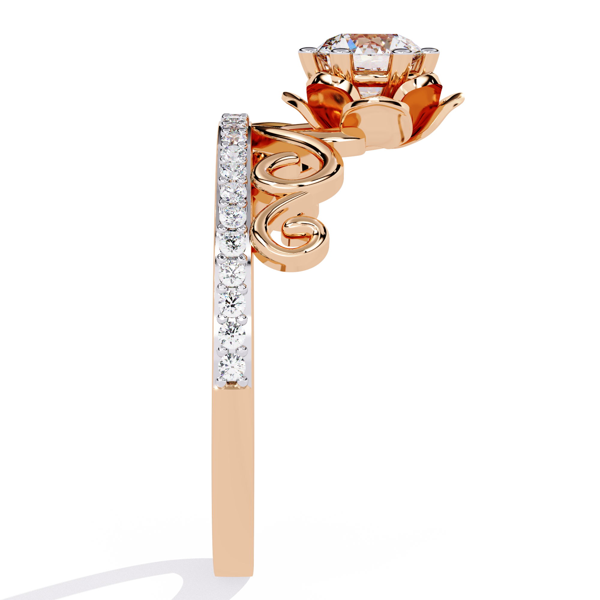 Solitairekart -0.56 CT Lab Grown Diamond Floral Crown Ring